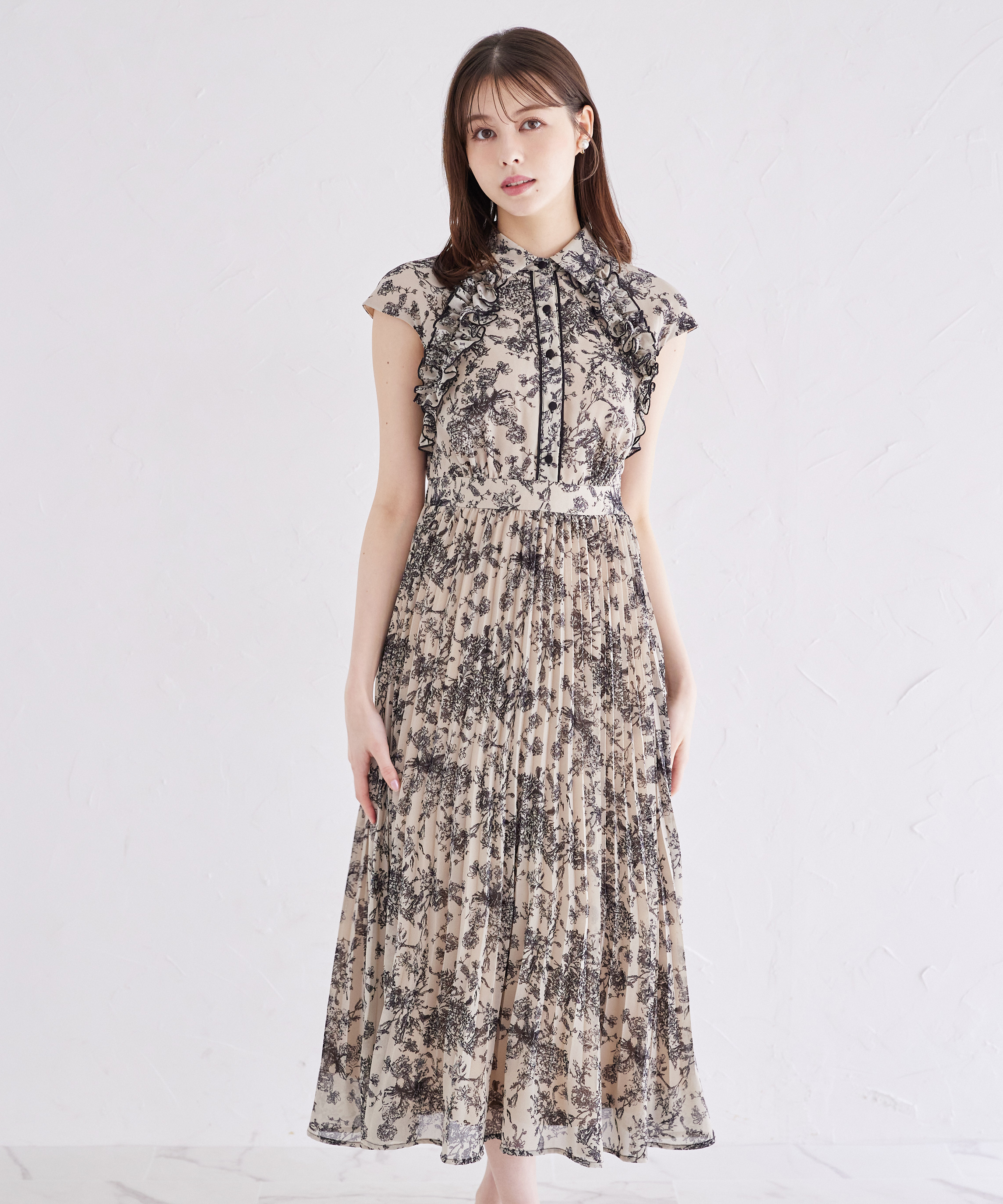 大人気フリルワンピース/tocco/トッコクローゼット/tocco closet トッコクローゼット tocco closet フリル付きフラワープリント