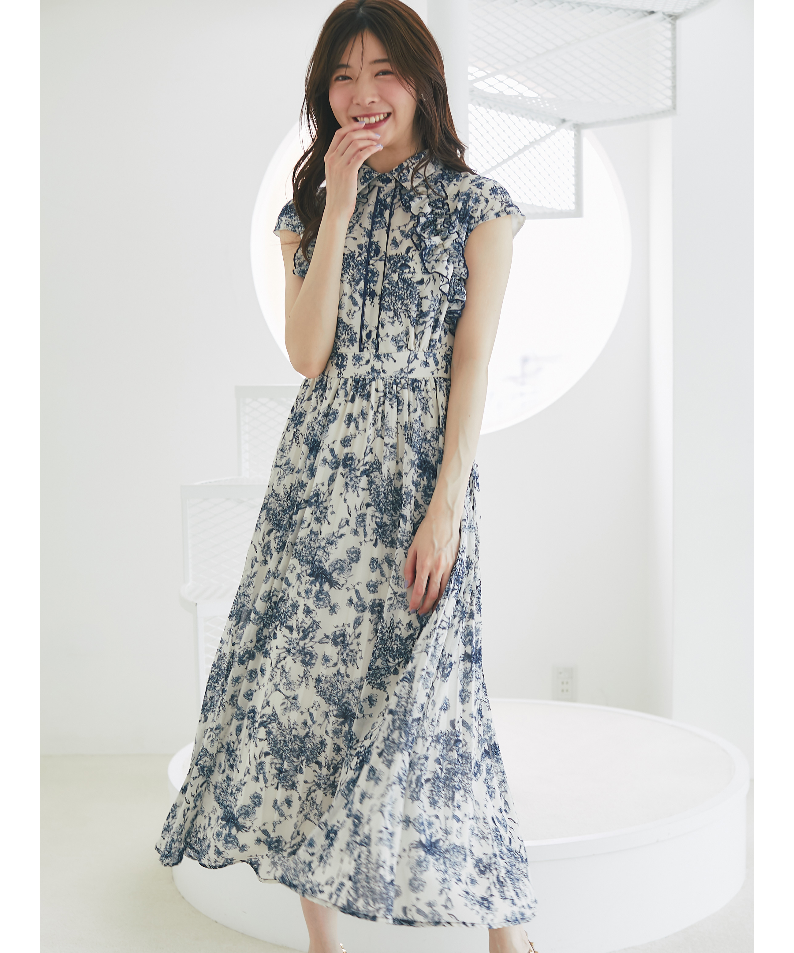 大人気フリルワンピース/tocco/トッコクローゼット/tocco closet トッコクローゼット tocco closet フリル付きフラワープリント