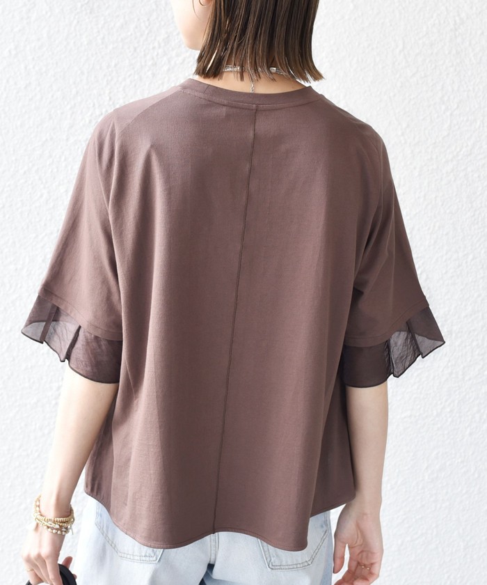 SHIPS for women / シップスウィメン 〈接触冷感 / UVカット〉シアー オーガンジー コンビ プルオーバー 接触冷感 / UVカット〉シアー オーガンジー コンビ プルオーバー