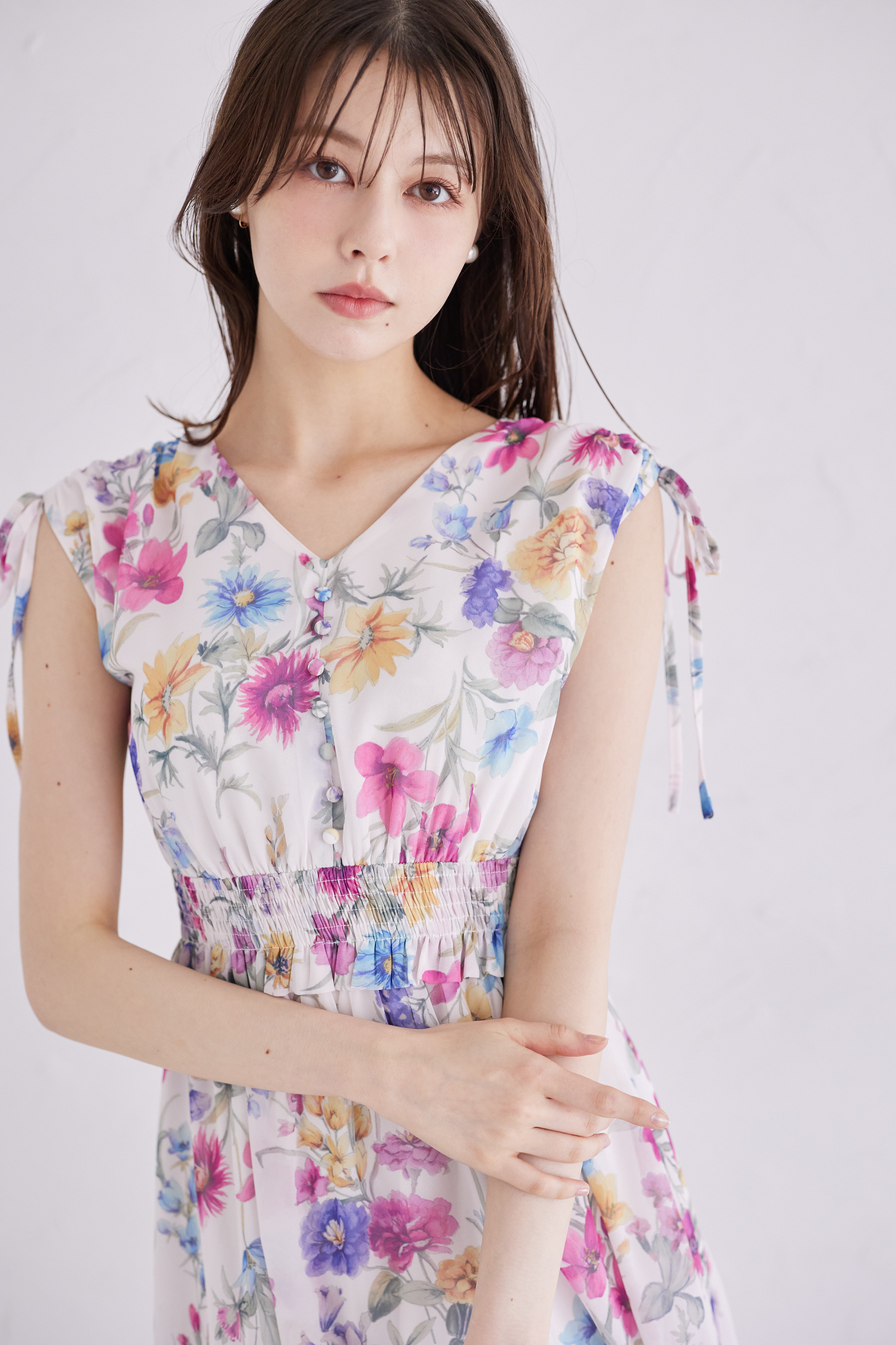 トッコクローゼット tocco closet 肩ドロストリボン付きフラワー