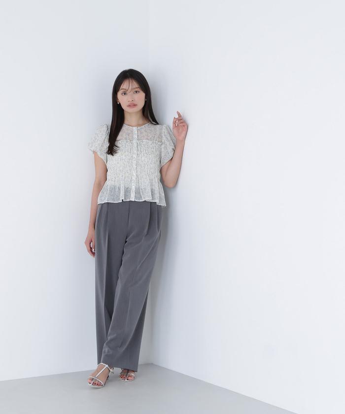Natural Beauty Basic ミニフラワーシャーリングブラウス ミニフラワーシャーリングブラウス｜ナチュラルビューティー
