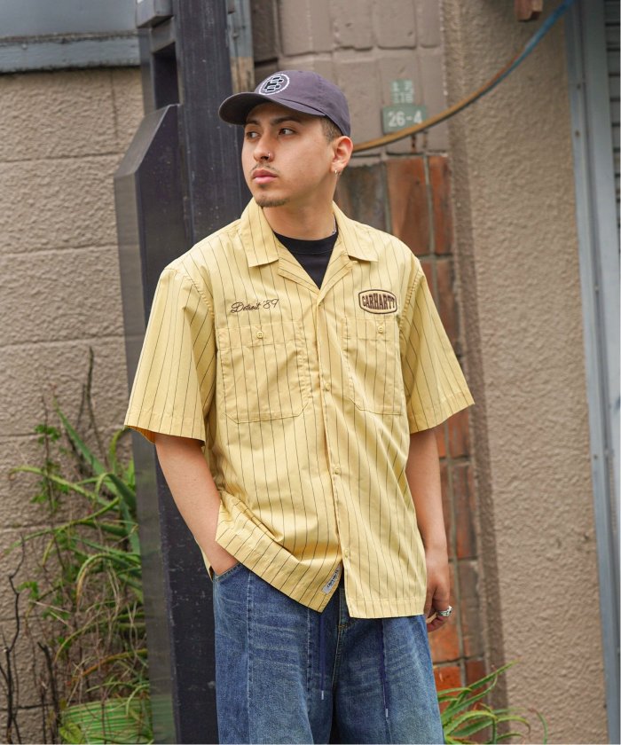 【carhartt】\"S/S Hendry Shirt\"ストライプ柄ロゴ半袖シャツ/3色 carhartt】