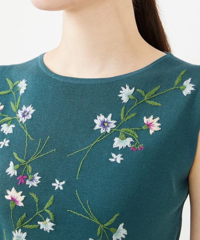 フラワー刺繍ノースリーブプルオーバー(508225604) | シビラ