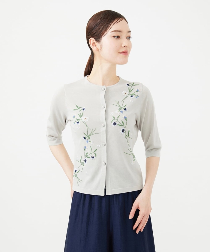 Sybilla｜フラワー刺繍五分袖カーディガン | Rakuten Fashion