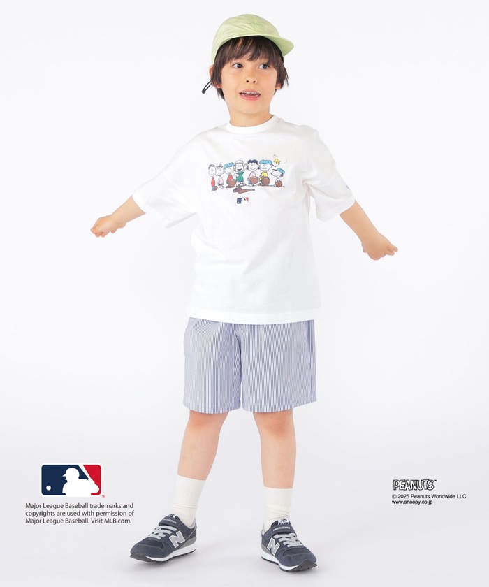 SHIPS KIDS:100～125cm / PEANUTS×MLB プリント Tシャツ