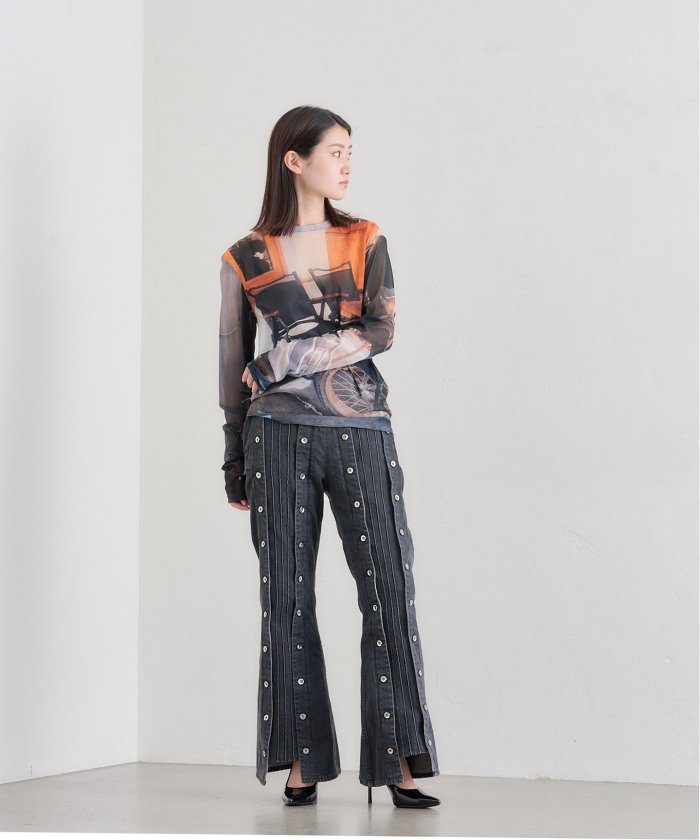 YOHEI OHNO / ヨウヘイオオノ】Graphic Mesh Top B G(508227888