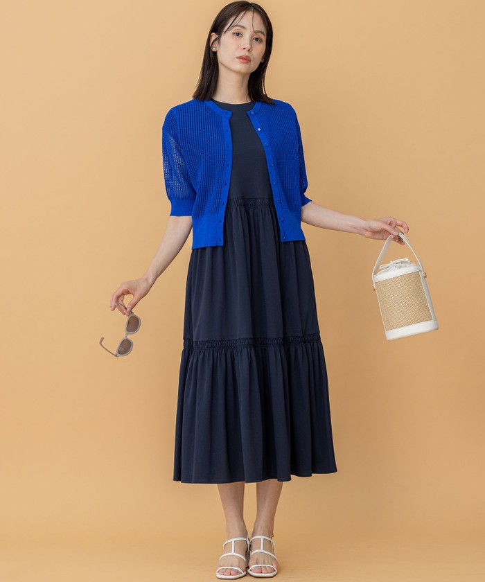 安心/国内発送【PHASE EIGHT】サマーワンピース☆上品ティアード 吸水速乾・UVカット】サマージャージーティアード ワンピース