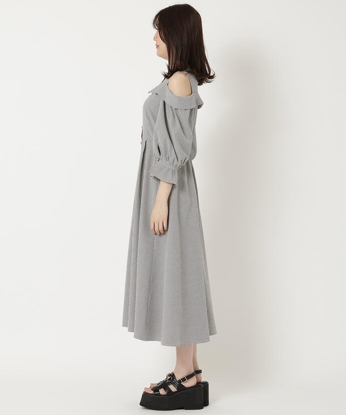 セール 60%OFF】肩あきスタンドカラーワンピース(505976376