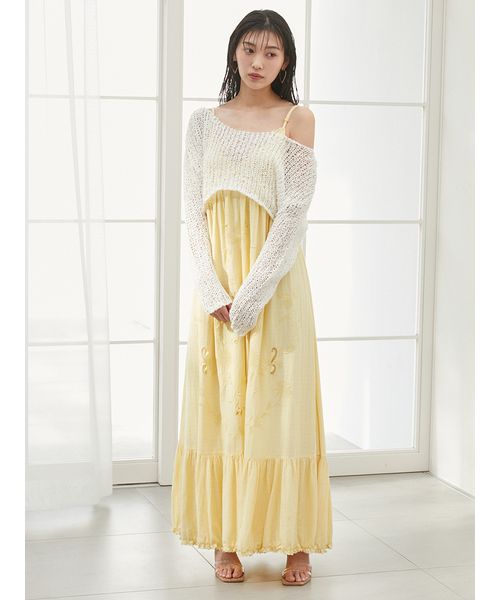 snidel スナ フラワーエンブロイダリーマキシワンピース 25ss SNIDEL - snidel スナ フラワーエンブロイダリーマキシ