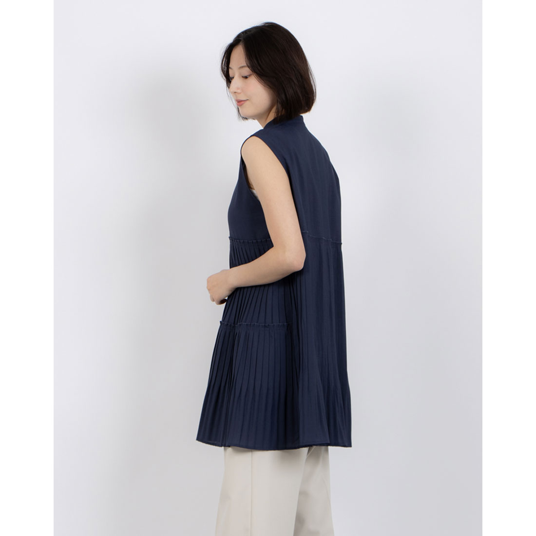 ブラウス シャツ BRODIAEA プリーツチュニック ノースリーブブラウス レディース セール20%OFF】ブローディア BRODIAEA プリーツチュニック