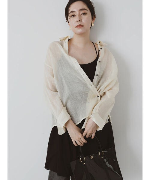 ブラウス シャツ 「松井愛莉着用」ラミー2WAYオーバーシャツ レディース セール】 【松井愛莉着用】ラミー2WAYオーバーシャツ（オフ
