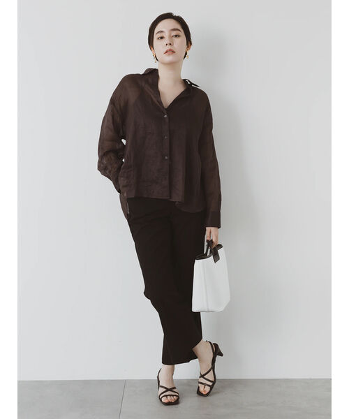 ブラウス シャツ 「松井愛莉着用」ラミー2WAYオーバーシャツ レディース セール】 【松井愛莉着用】ラミー2WAYオーバーシャツ（オフ