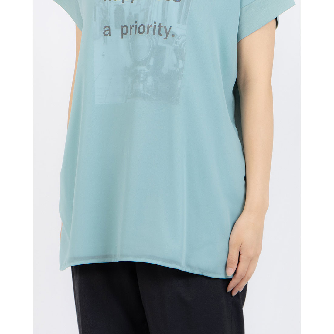 tシャツ BRODIAEA オーガンジー重ねプリント半袖カットソー レディース セール】ブローディア BRODIAEA オーガンジー重ねプリント半袖