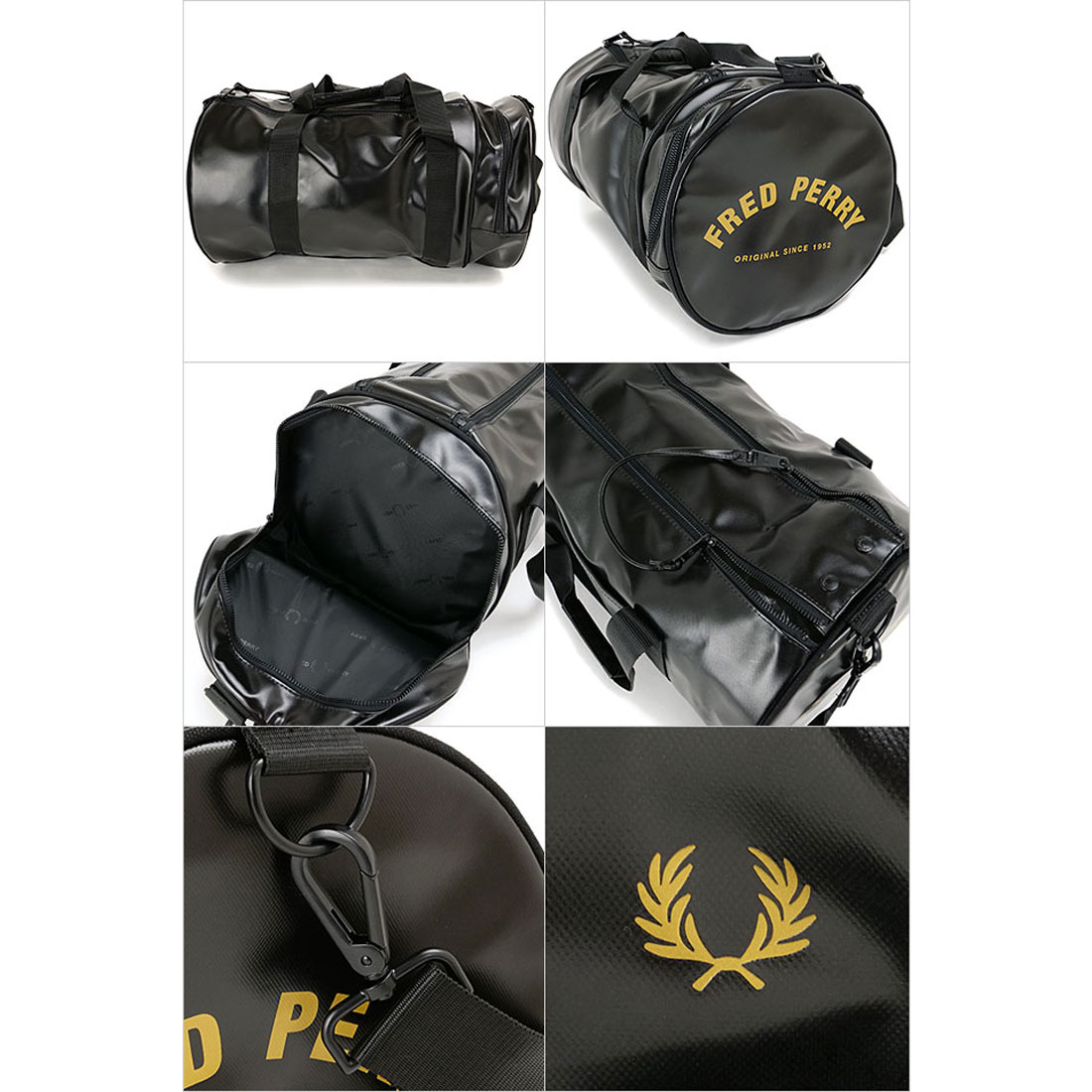 フレッドペリー FRED PERRY TONAL CLASSIC BARREL BAG BLACK
