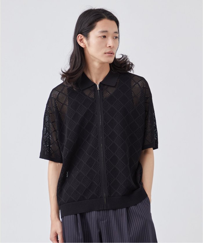 セール 30%OFF】ジャガード ジップニット ポロシャツ(508242348
