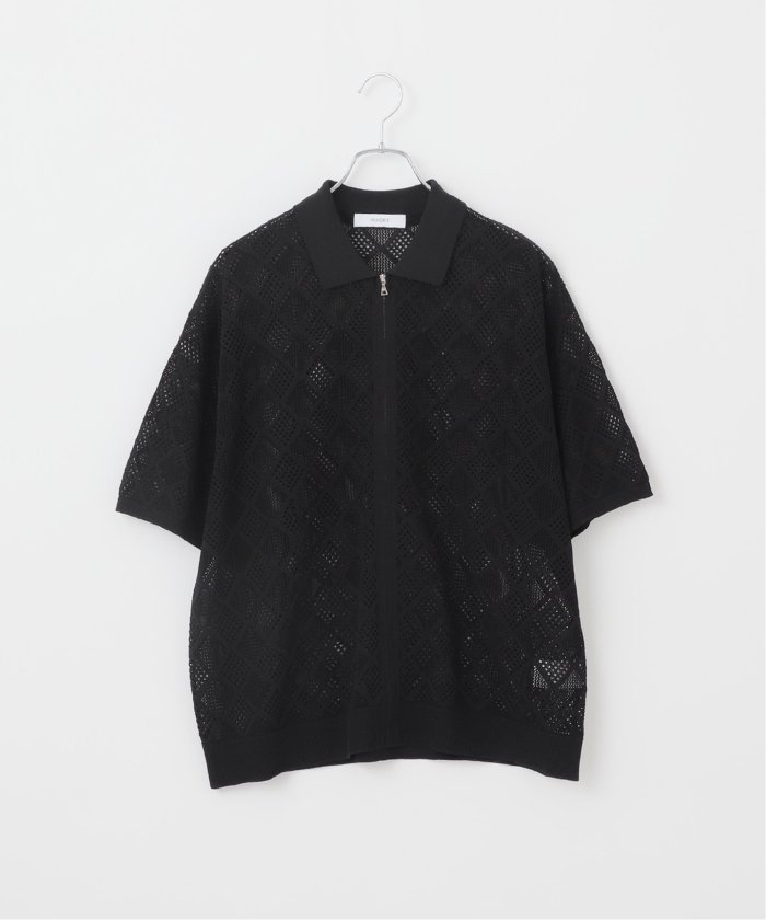 BALLSEY黒ニット×白シャツト MEN】【ウォッシャブル】グラフィックダブルジャガードニット