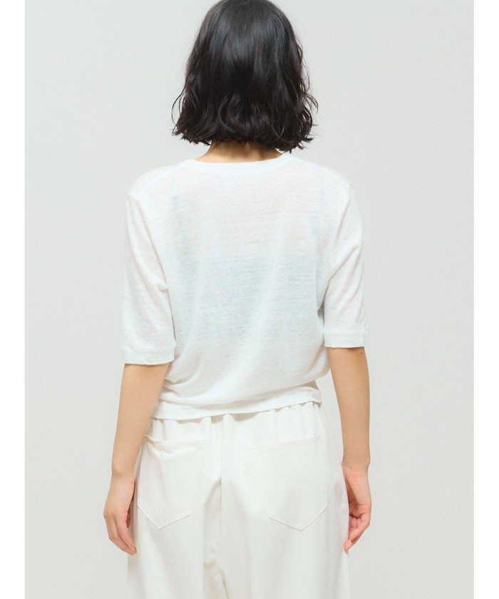 MIDIUMISOLID for Ladies ハーフスリーブコンパクトカーディガン