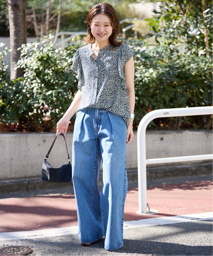WEB限定/追加》フレンチフリルスリーブフラワーブラウス