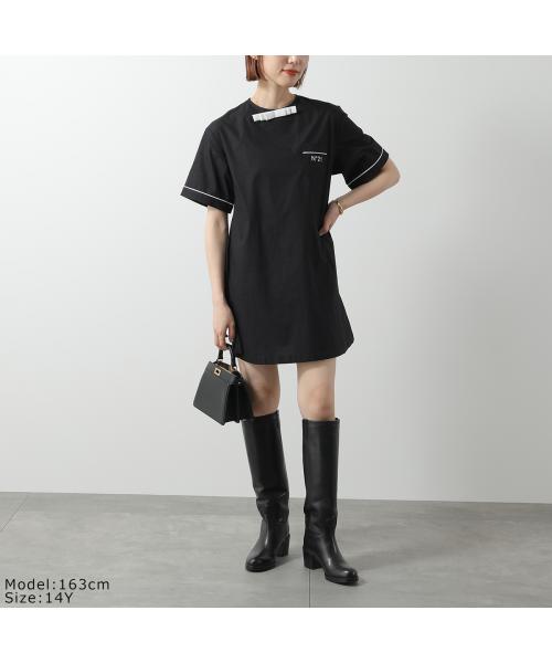 N°21■ヌメロヴェントゥーノ ギャザー 半袖 ワンピース N°21 ヌメロヴェントゥーノ キッズ Tシャツワンピース Logo