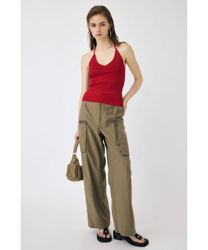 MOUSSY HALTER KNIT キャミ キャミソール レッド セットアップ対応】HALTER KNIT キャミソール（キャミソール