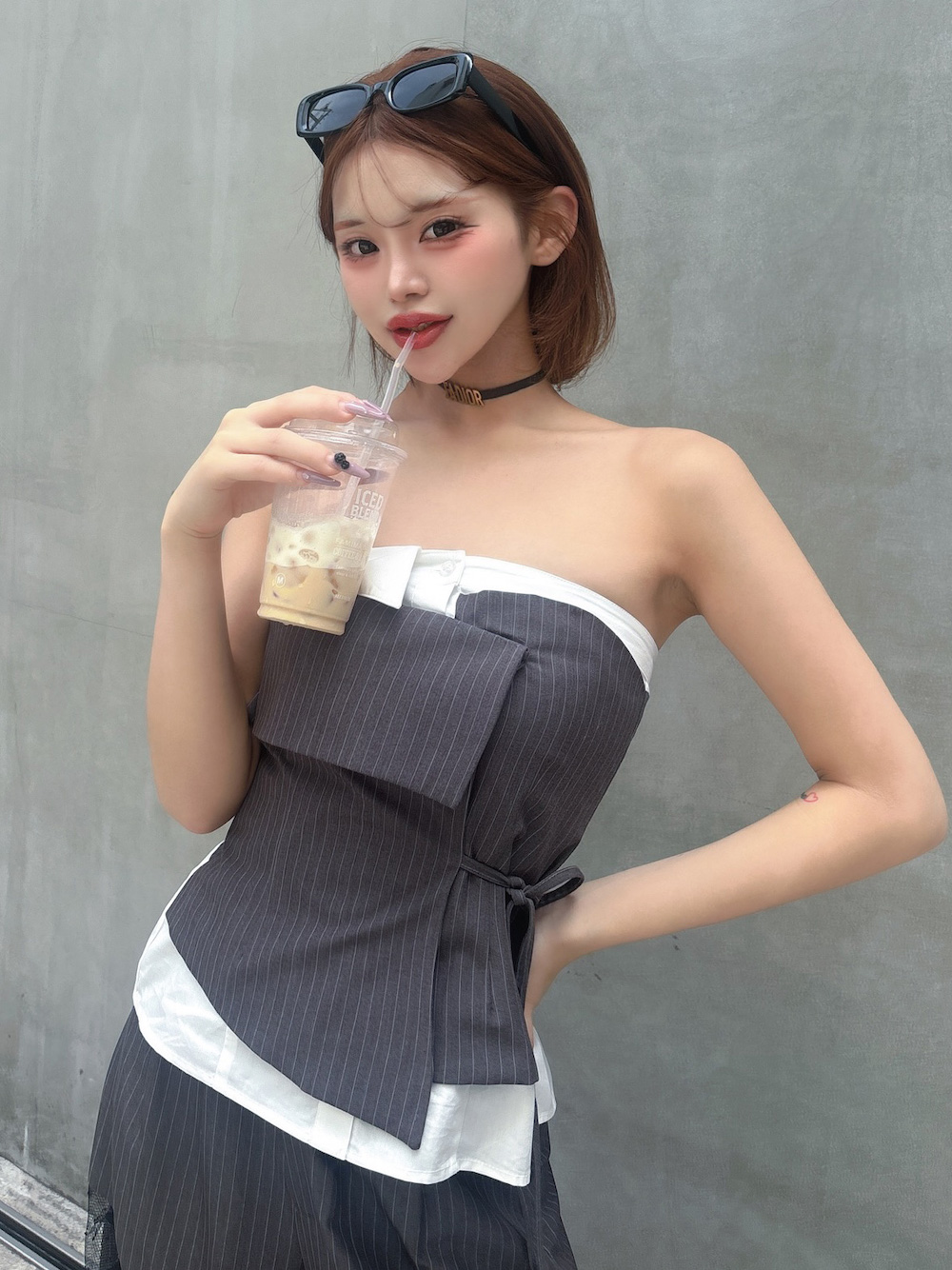 darich ラップデザインシャツベアトップ セール】ラップデザインシャツベアトップ（その他トップス