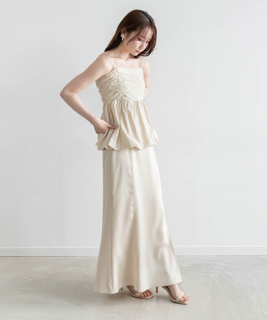 ランダ RANDA ★  ペプラムバルーンビスチェ＆サテンナロースカートセット （CREAM） セール 40%OFF】ランダ RANDA ☆ ペプラムバルーンビスチェ