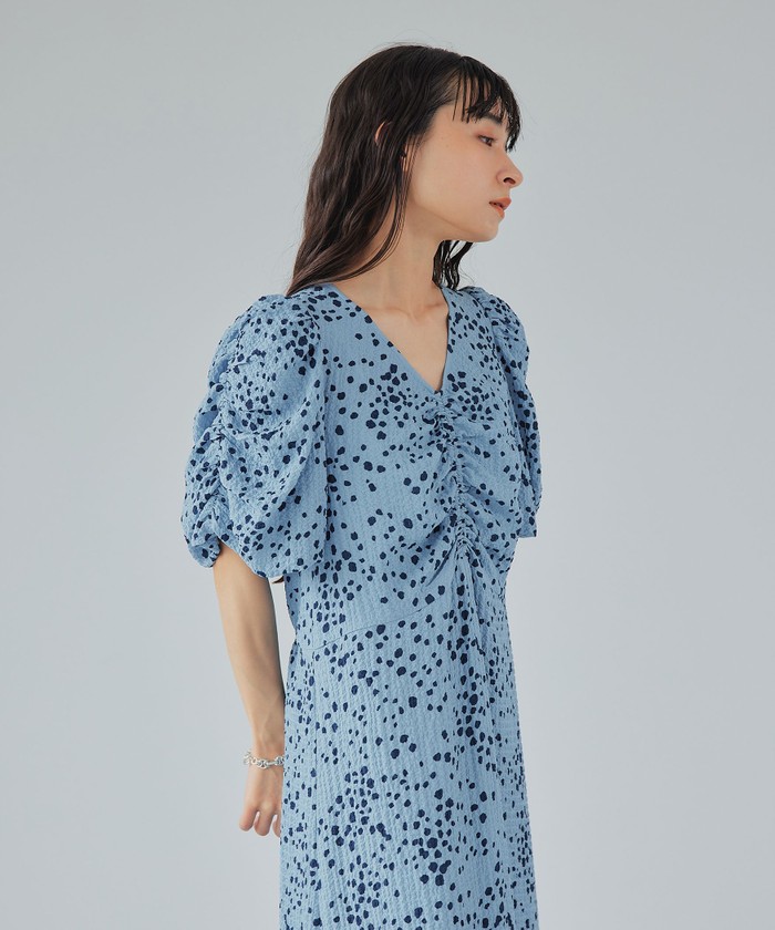 ＜EMMEL REFINES＞EM ドットギャザー ショートスリーブ ワンピース UNITED ARROWS green label relaxing｜<EMMEL REFINES>EM ドット