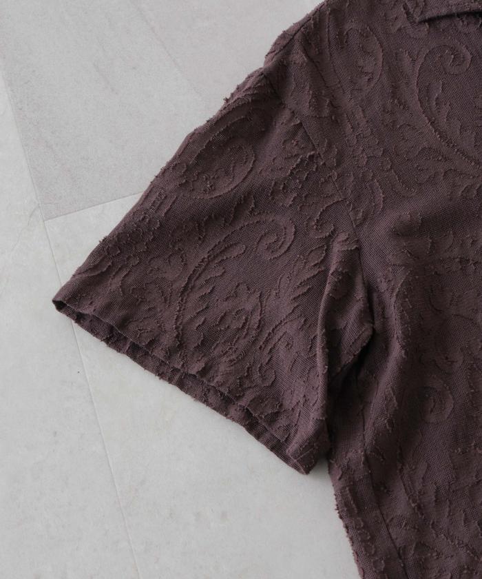 ブラウス シャツ made in india カットワークジャカードシャツ(セットアップ可) レディース made in india カットワークジャカード シャツ( セットアップ 可)