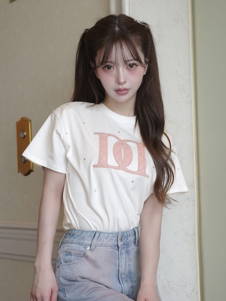 ダーリッチ Darich キルティングアップリケビジューTシャツ