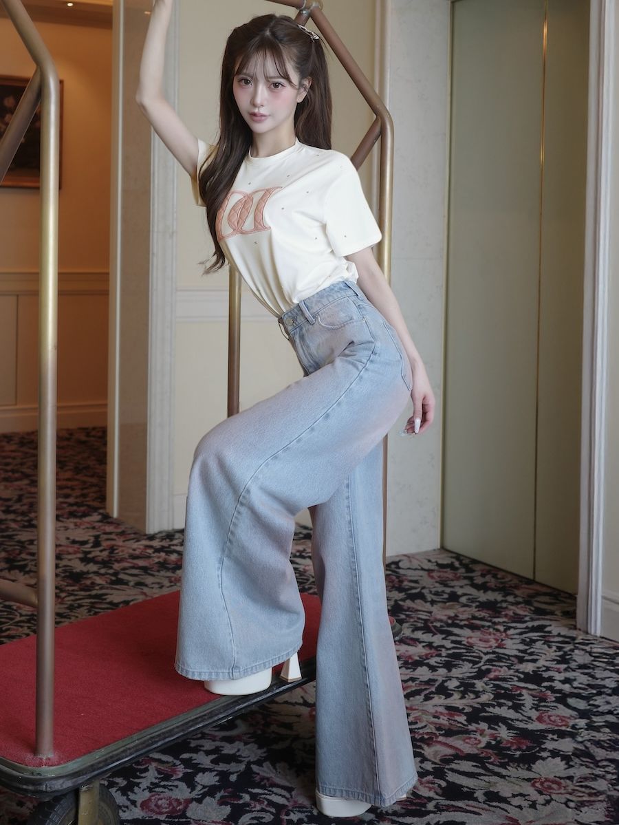 ダーリッチ Darich キルティングアップリケビジューTシャツ