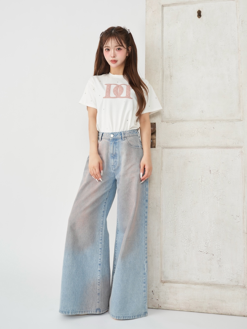 ダーリッチ Darich キルティングアップリケビジューTシャツ