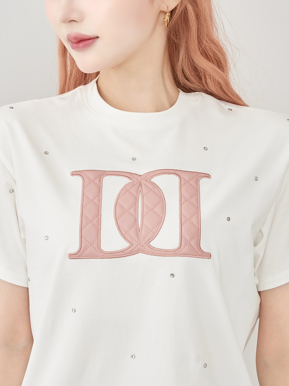 ダーリッチ Darich キルティングアップリケビジューTシャツ