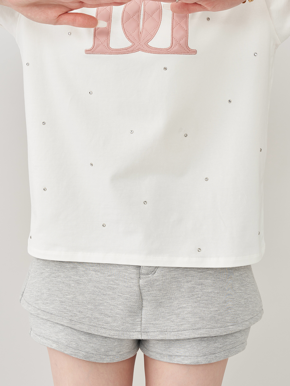 ダーリッチ Darich キルティングアップリケビジューTシャツ