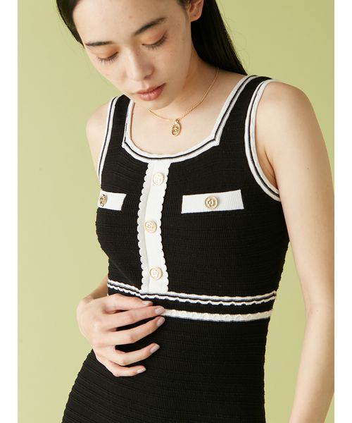 LILY BROWN×MARY QUANT デイジーボタンノースリーブニット LILY BROWN×MARY QUANT】デイジーボタンノースリーブニット