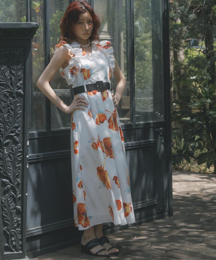 AND COUTURE サンセットフラワーフリルワンピース サンセットフラワーフリルワンピース(F オフホワイト): AND