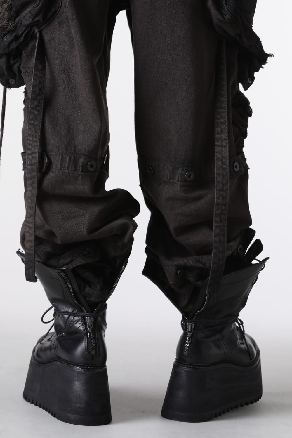 希少JULIUS 22FW Black Cow Hair Boots ユリウス ユリウス JULIUS Cow Skin Lace Up Boots （Black