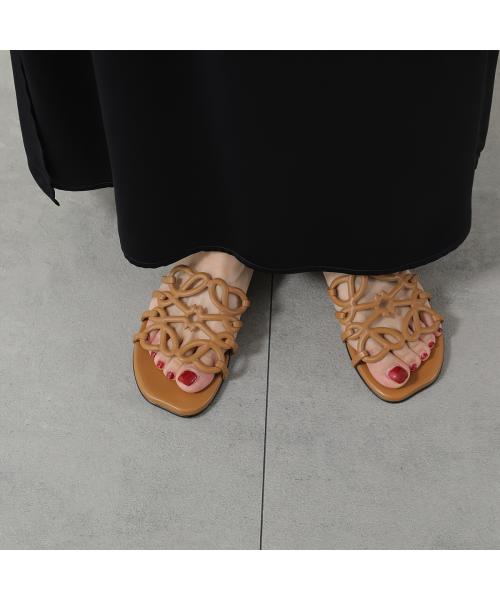 サンダル Loewe slides Pebble slide in soft calfskin Black - LOEWE