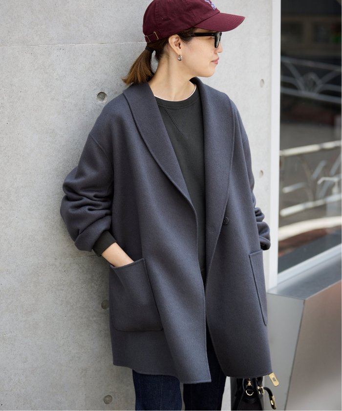 IENA ダブルフェイス フーデット ウール コート 38 グレージュ イエナ 追加予約》MANTECOダブルフェイスコート◇ | イエナ(IENA