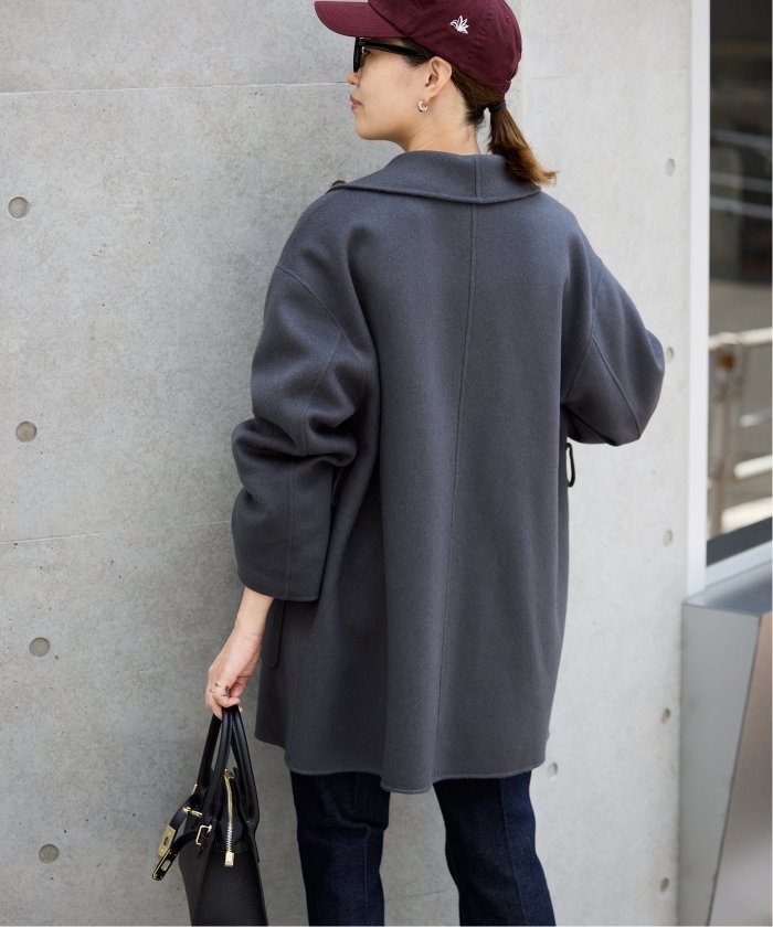 UNITED ARROWS ベルテッドロングジレ ダブルフェイスベスト ブラック UNITED ARROWS ベルテッドロングジレ ダブルフェイスベスト