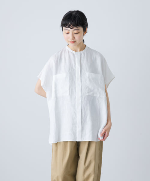 【美品】kagure かぐれ リネンWポケットワイドシャツ 麻100% 楽天市場】リネンWポケットワイドシャツ／かぐれ（kagure