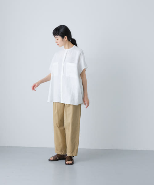 【送料無料/新品】 リネンWポケットフレンチシャツ(508282066) かぐれ(KAGURE | トップス