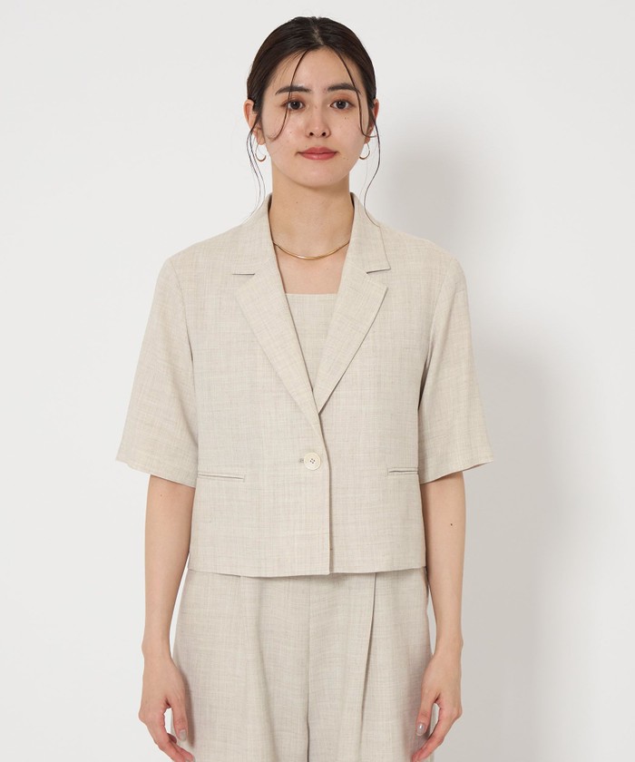 グリーンレーベルリラクシング　リネンレーヨンサイドスリットジャケット　麻混　38 green label relaxing（グリーンレーベルリラクシング）の