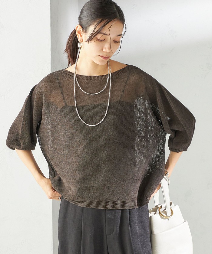 【シップス　ウィメン】〈手洗い可能〉ペーパー パフ スリーブ 半袖 ニット 手洗い可能〉ペーパー パフ スリーブ 半袖 ニット(508284715