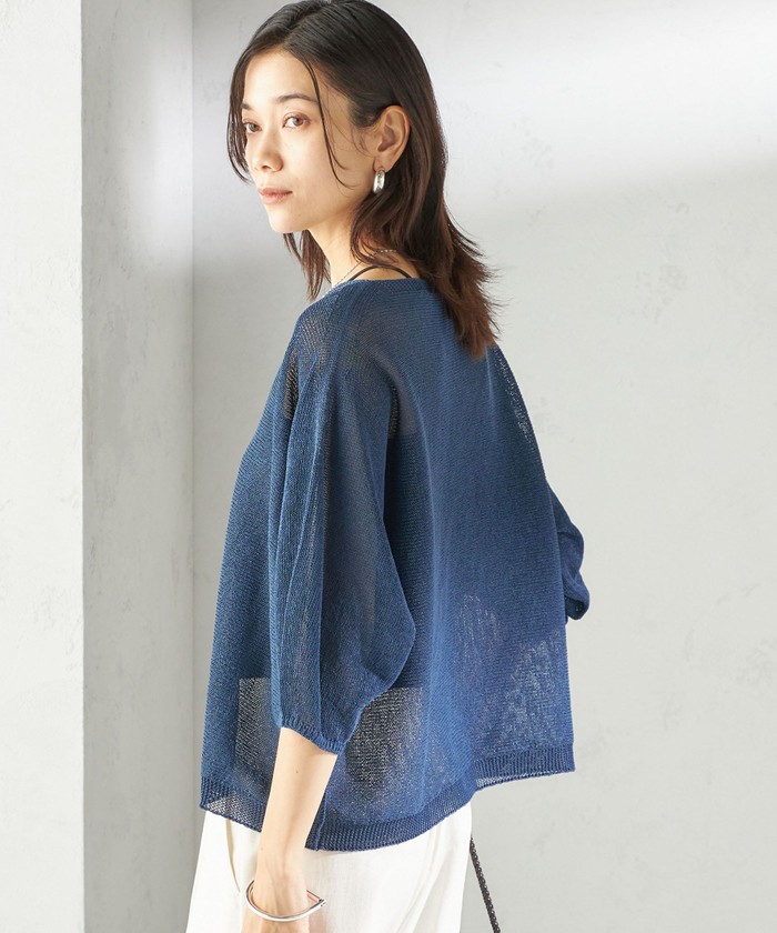 【シップス　ウィメン】〈手洗い可能〉ペーパー パフ スリーブ 半袖 ニット 手洗い可能〉ペーパー パフ スリーブ 半袖 ニット（ニット
