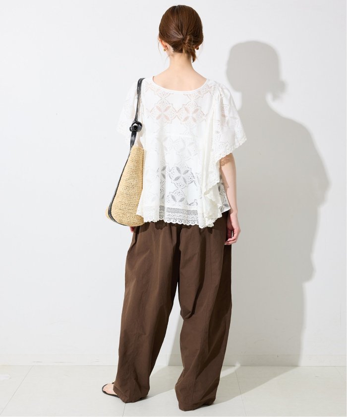 【新品】SLOBE IENA レースフリルVネックブラウス　ブラック レースフリルVネックブラウス（シャツ／ブラウス）｜SLOBE IENA