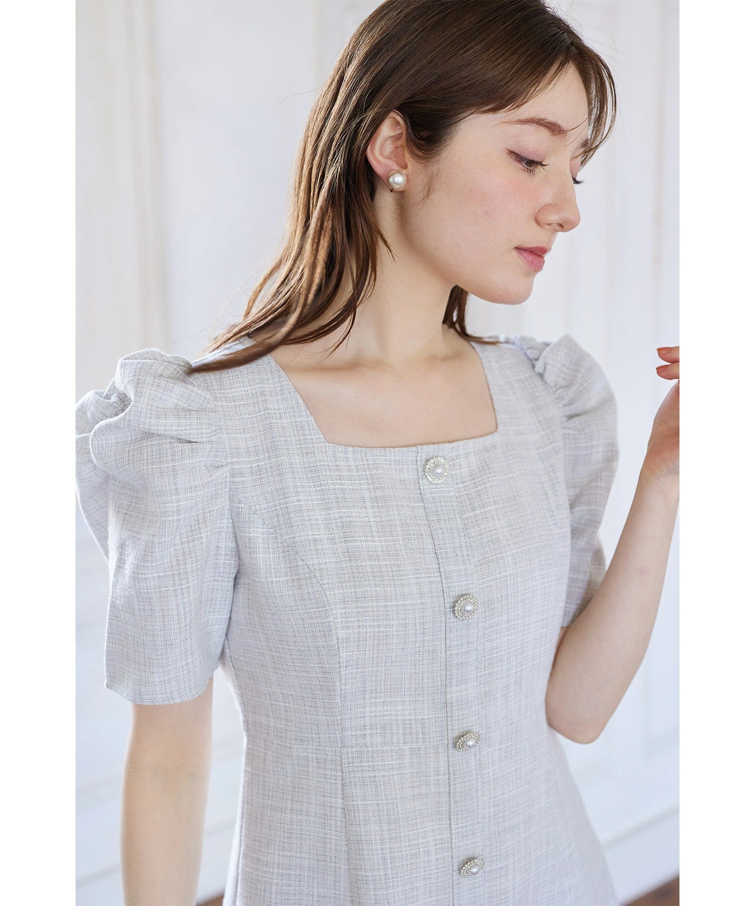トッコクローゼット tocco closet パール飾り釦付きパワー