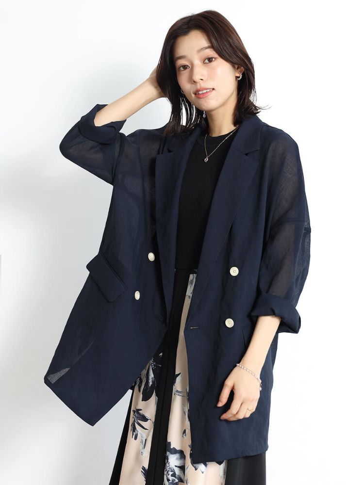 新品 FENNEL フェンネル テーラードジャケット 黒 ヤマダヤ ブラック セール】フェンネル FENNEL リネンライクテーラーカラービッグ