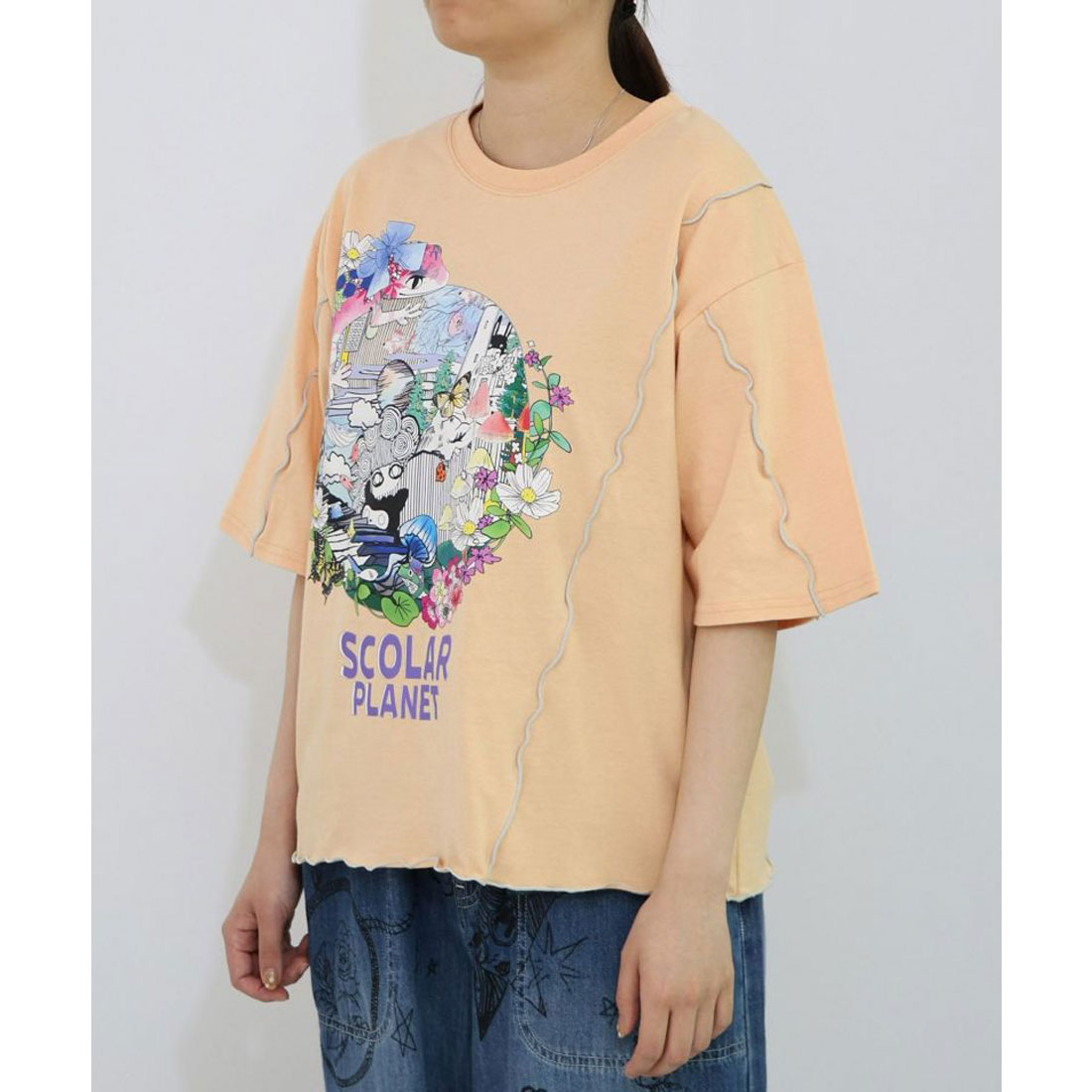 ScoLar スカラー スカラープラネット柄 メロウ ステッチ 切替 Tシャツ 夏 レディース 半袖 おしゃれ 綿 カットソー 楽天市場】ScoLar スカラー スカラープラネット柄 メロウ