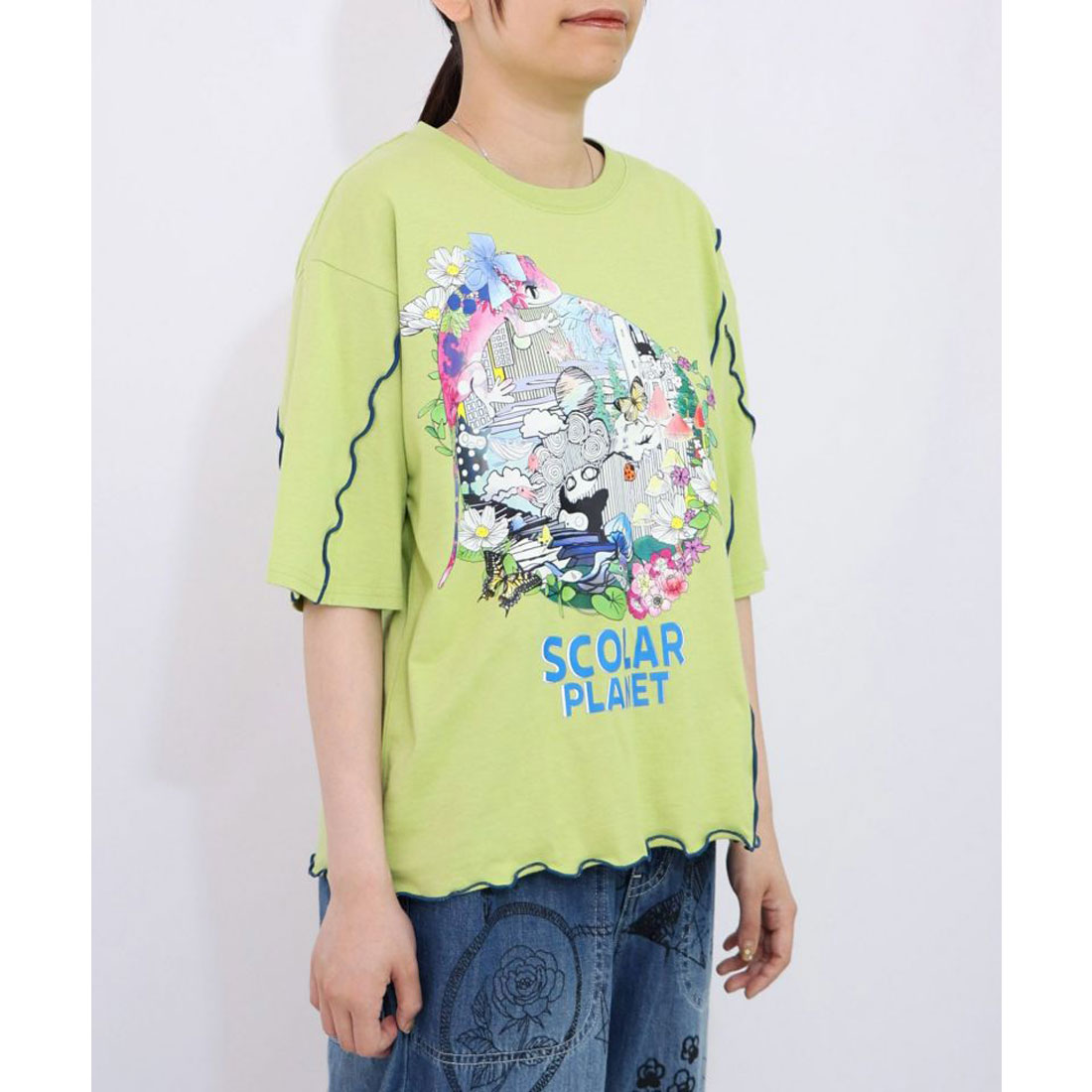 ScoLar スカラー スカラープラネット柄 メロウ ステッチ 切替 Tシャツ 夏 レディース 半袖 おしゃれ 綿 カットソー 楽天市場】ScoLar スカラー スカラープラネット柄 メロウ