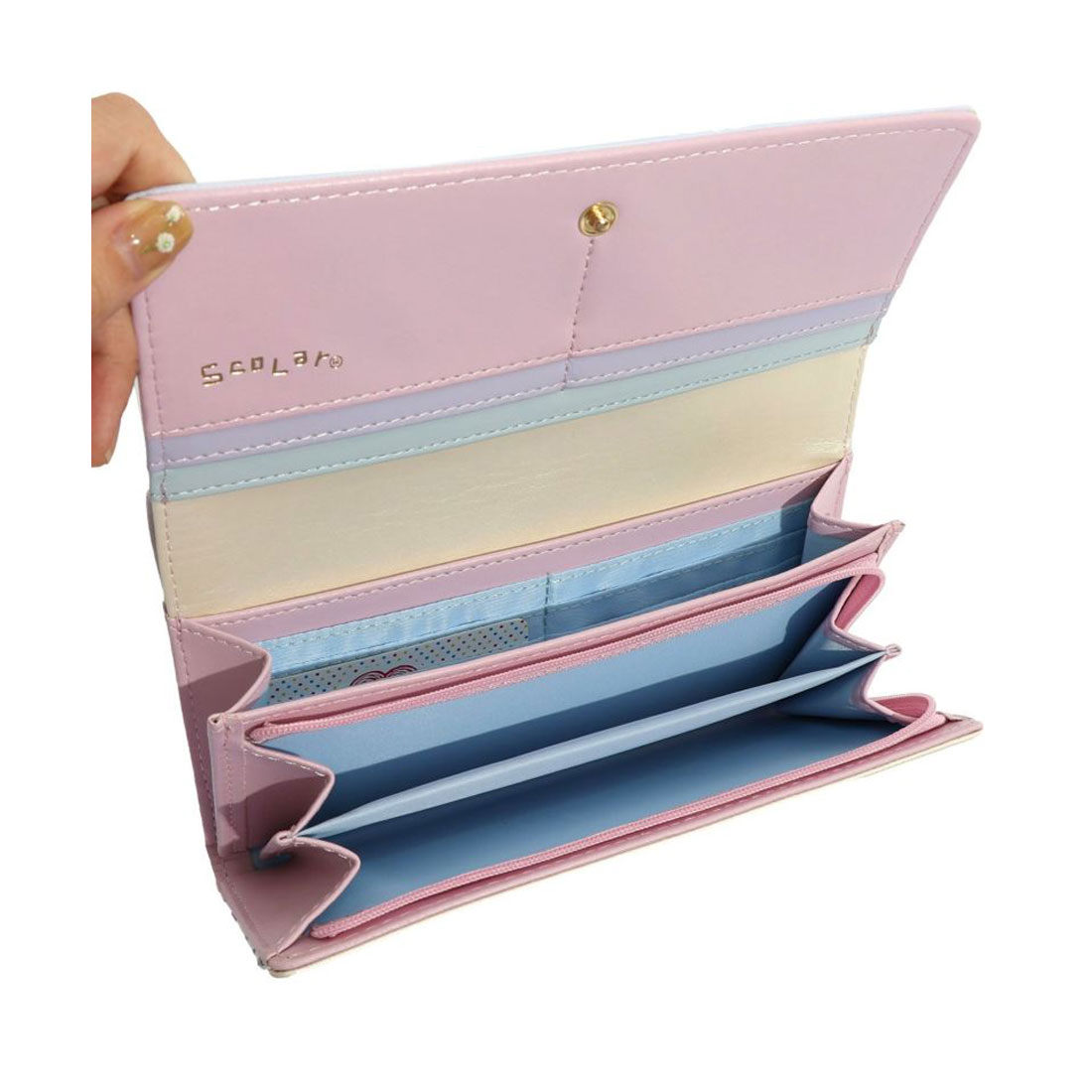 Pip Studio花柄蝶デザイン 茶長財布 本革 長財布 イタリア製 フラワー 花柄 花 財布 レディース 長